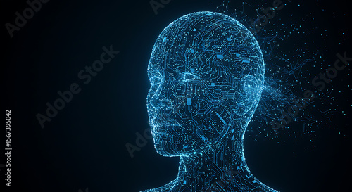 Abstract Digital Human Head Wireframe Mesh of a Person's Face