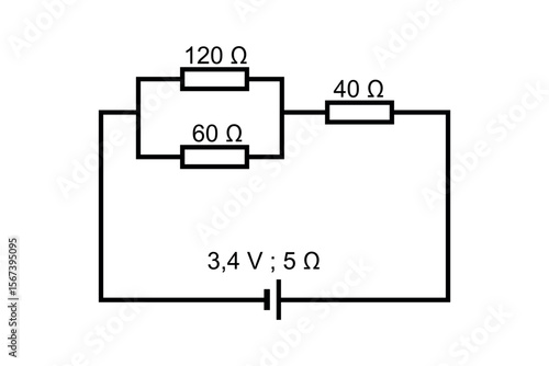 Series and parallel electrical circuits. Parallel circuit, Series circuit, basic electric circuits experiment vector. Kirchhoff voltage law. series and parallel circuits with Batter and light bulb