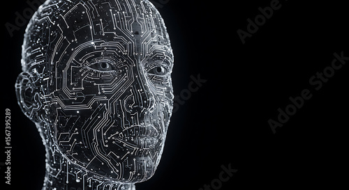 Digital Human AI, Artificial Intelligence, Circuitry, Network, Future Technology