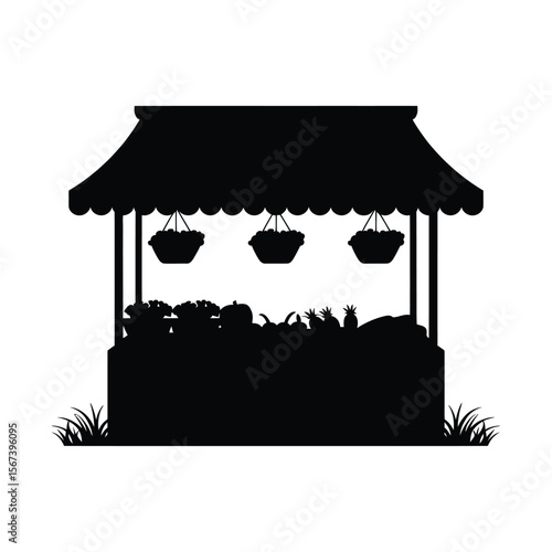 Silhouette of a Fresh Produce Market Stall