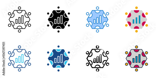 Fund raising icon set multiple style collection 
