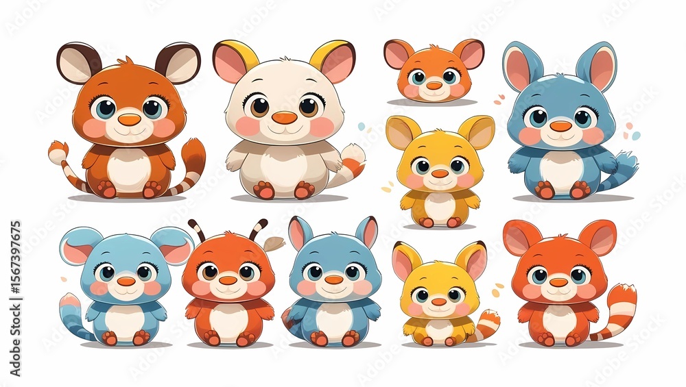 Set of Cute Animals for Kids in Vector Style Set of Cute Animals for Kids in Vector Style