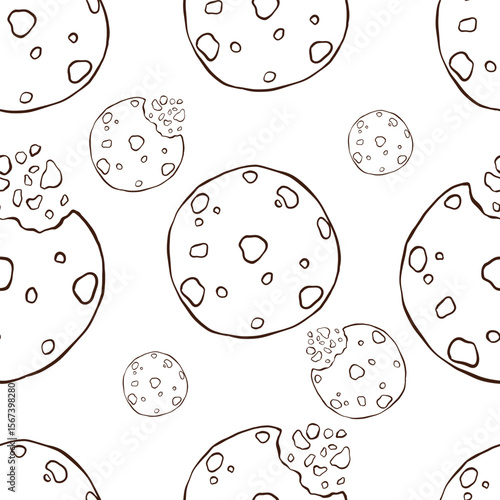 Hand Drawn Cookie Pattern Seamless Baked Goods Illustration