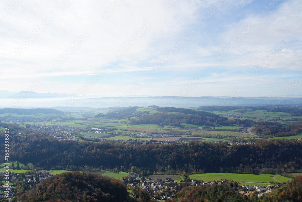 Fototapeta premium Panorama view from Uetliberg mountain - Zürich