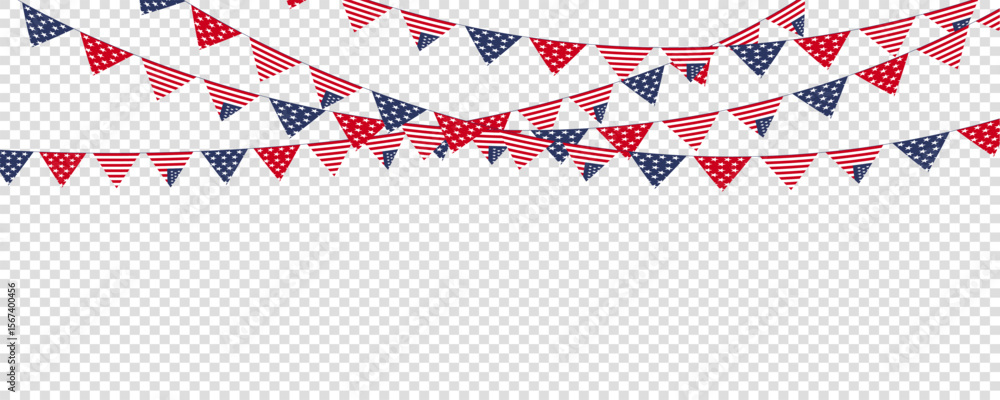 Obraz premium USA Flag Bunting Banner Transparent