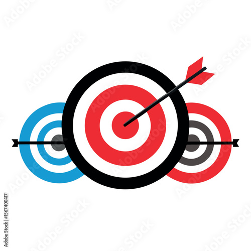 Graphic design featuring three distinct targets with vibrant colors
