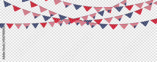 USA Flag Bunting Banner Transparent
