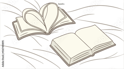 book pages heart shape on soft background