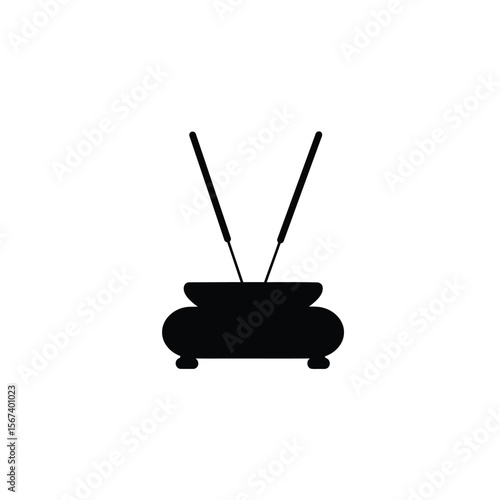 Black silhouette of incense sticks in holder aroma