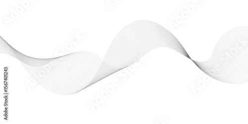 Abstract wavy lines on transparent background with grey smooth element swoosh speed wave modern stream background. You can used for banner, template, business wave curve lines background.