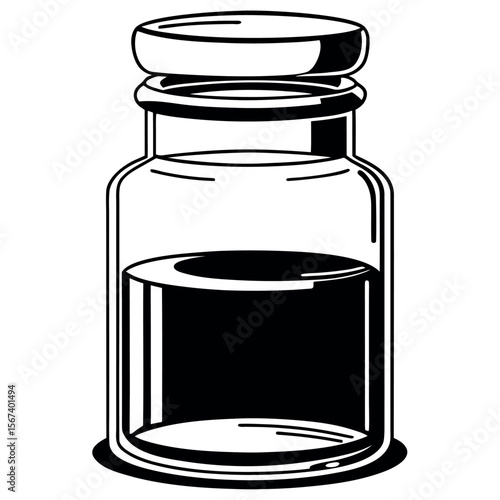Transparent glass reagent bottle with ground stopper and label area