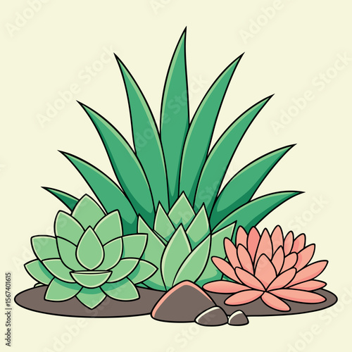Natural succulent plant arrangement background design