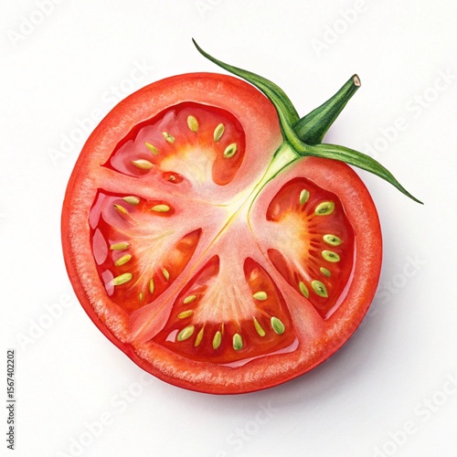 Wallpaper Mural A juicy red tomato slice isolated on white background Torontodigital.ca