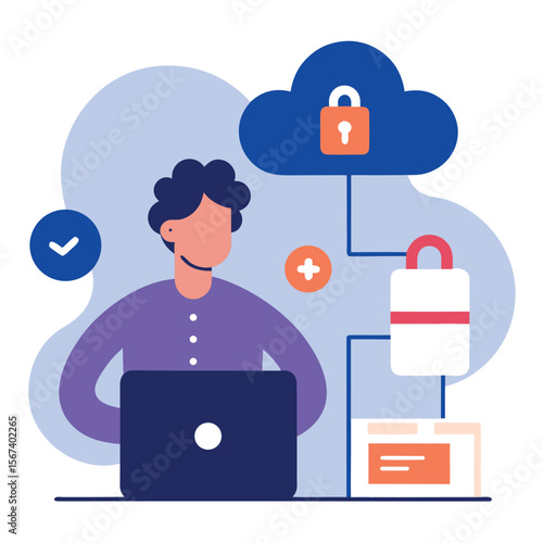 Cloud data protection features person activating security measures