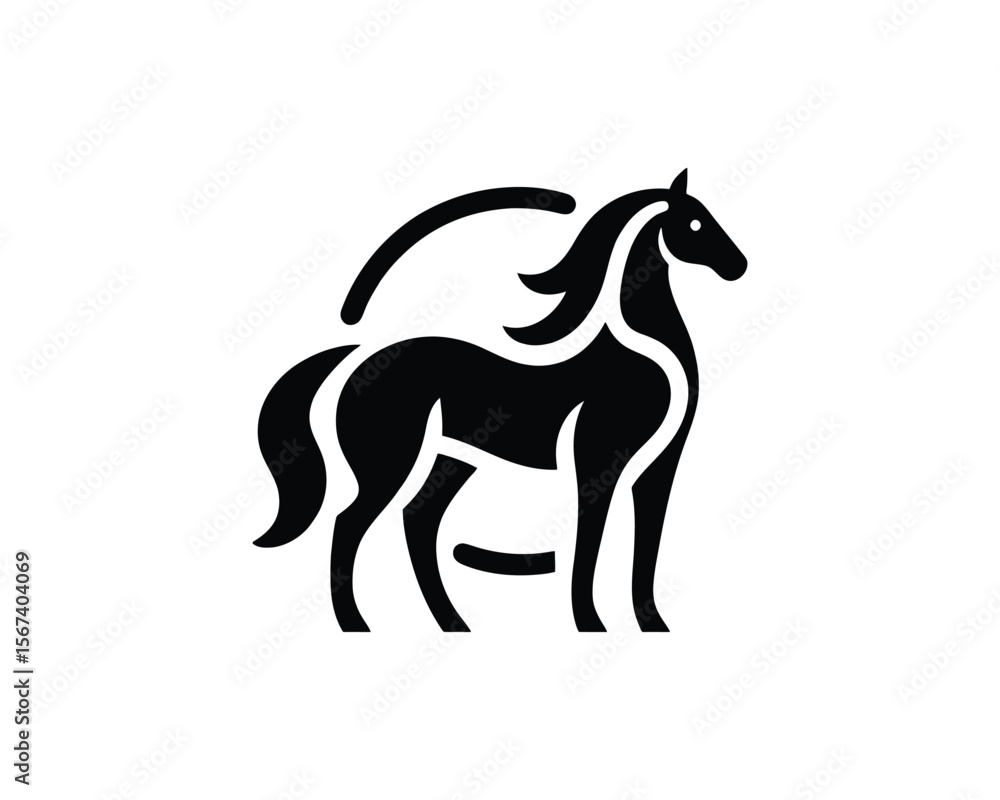 Stylized horse elegant vector design for branding and logos Stylized horse elegant vector design for branding and logos