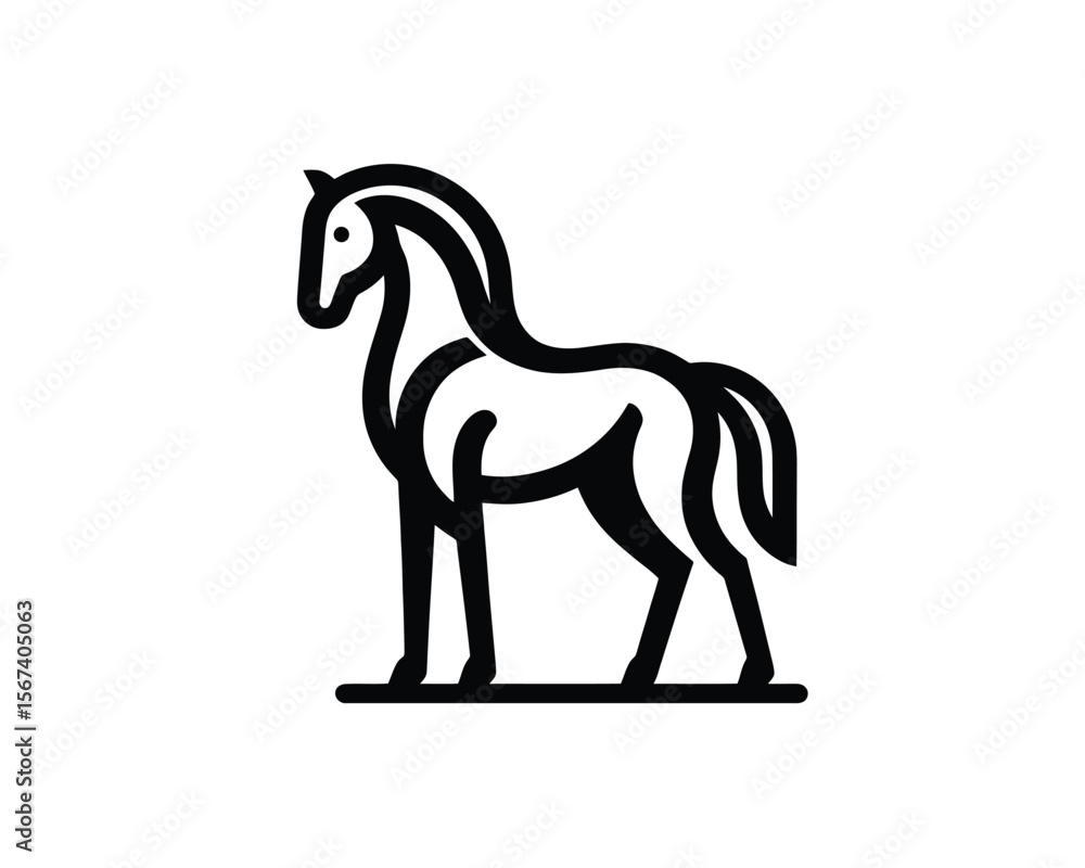 Streamlined equine vector modern stallion icon Streamlined equine vector modern stallion icon