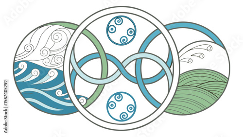 Celtic knot water earth element symbol vector art illustration design for print and web graphic design