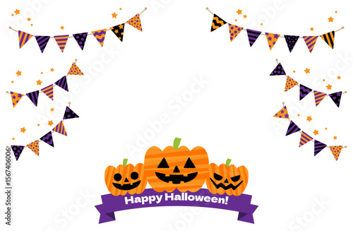 ハロウィンのベクターイラスト かぼちゃ カボチャ ガーランド 