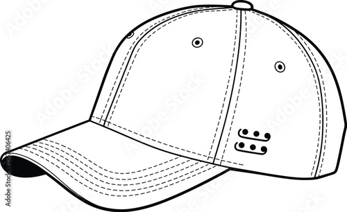Stylish Baseball Cap Design with Adjustable Strap, Perfect for Customization and Branding
