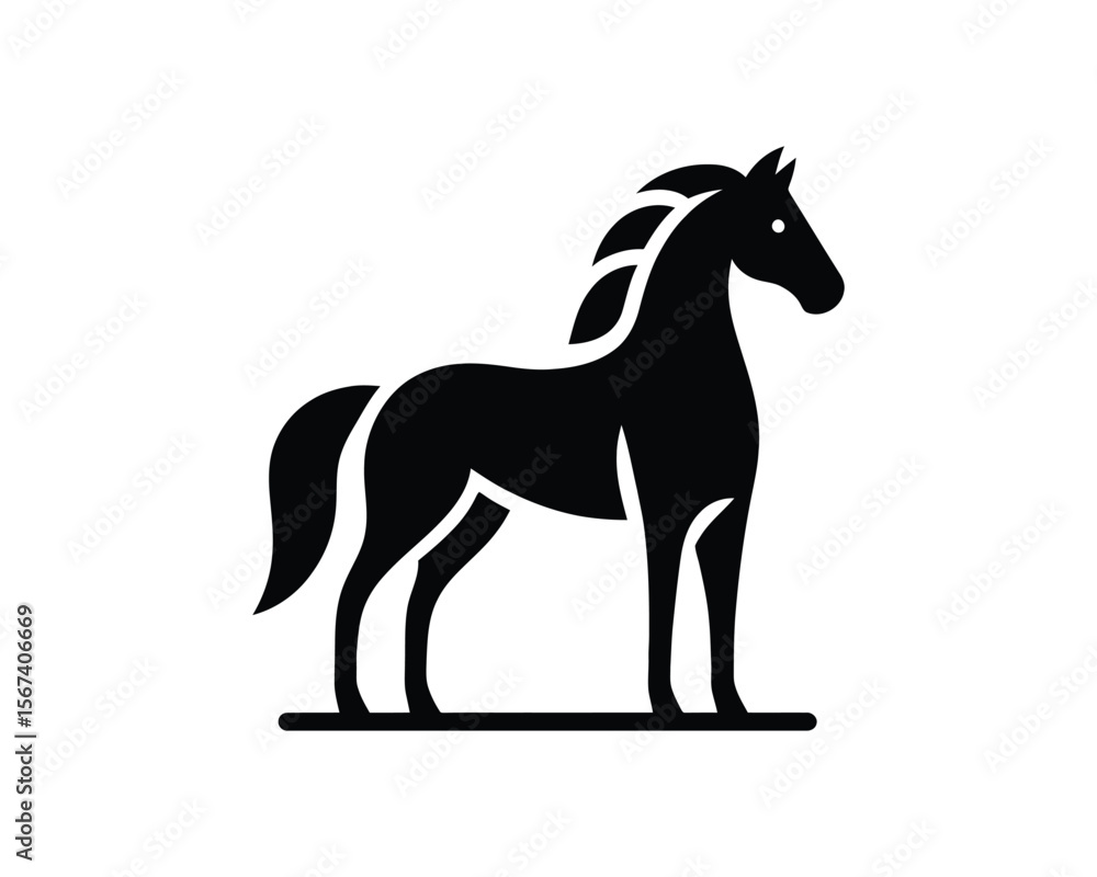 Equestrian stylish black horse vector icon for graphic design Equestrian stylish black horse vector icon for graphic design