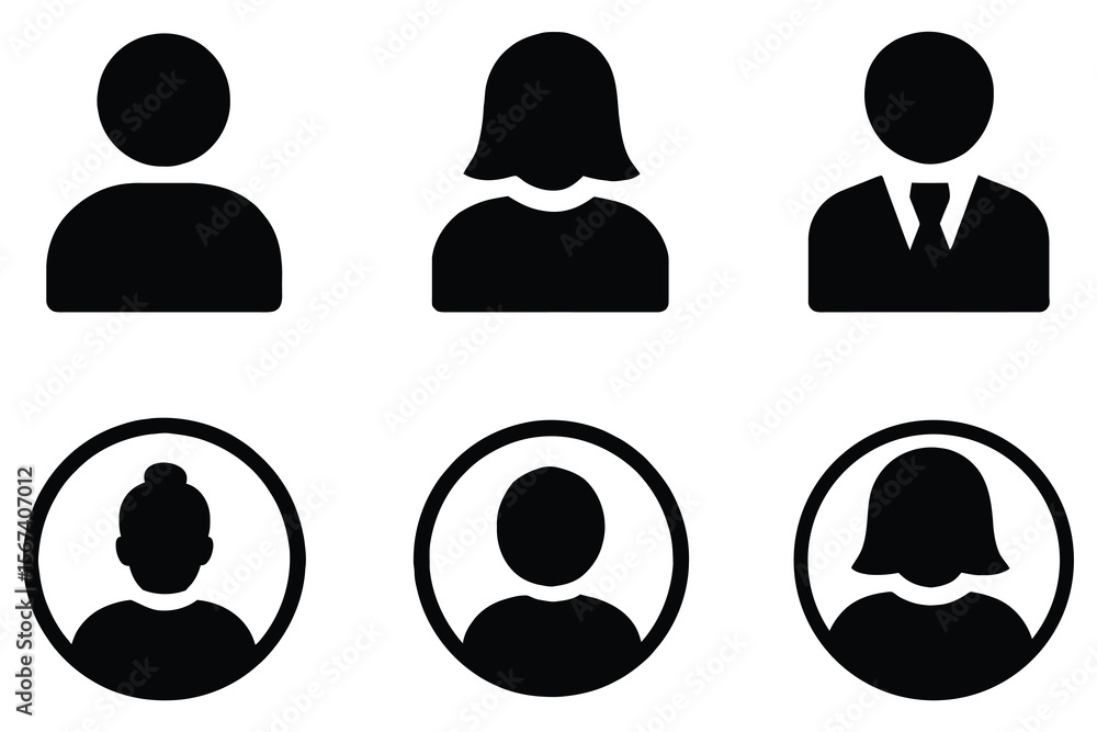 Black silhouette user profile icons person Black silhouette user profile icons person
