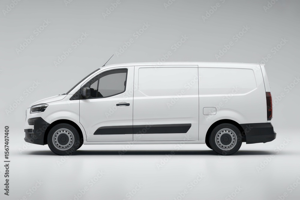 White commercial delivery van white, with empty blank space for text copy space or mockup design, high detail, 8k White commercial delivery van white, with empty blank space for text copy space or mockup design, high detail, 8k