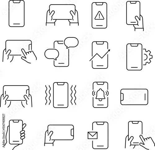 スマホの線画アイコンセット
