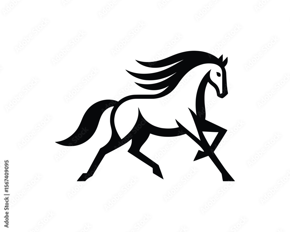 Galloping dynamic black and white vector illustration Galloping dynamic black and white vector illustration
