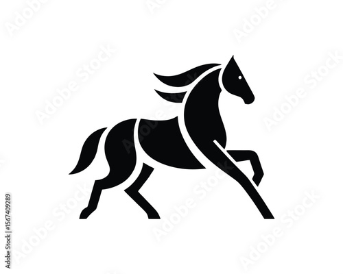Dynamic prancing horse silhouette vector illustration