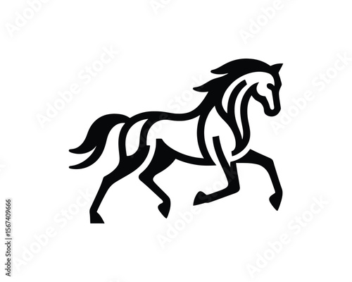 Dynamic stallion elegant vector emblem in bold black and white
