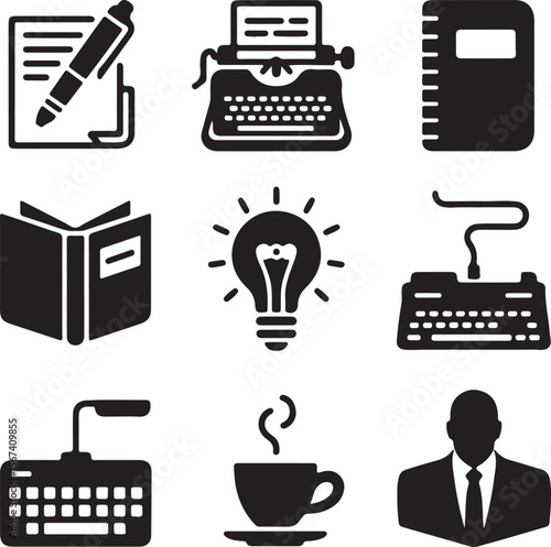 Writing, Creativity, and Productivity Icon Set for Content Creation