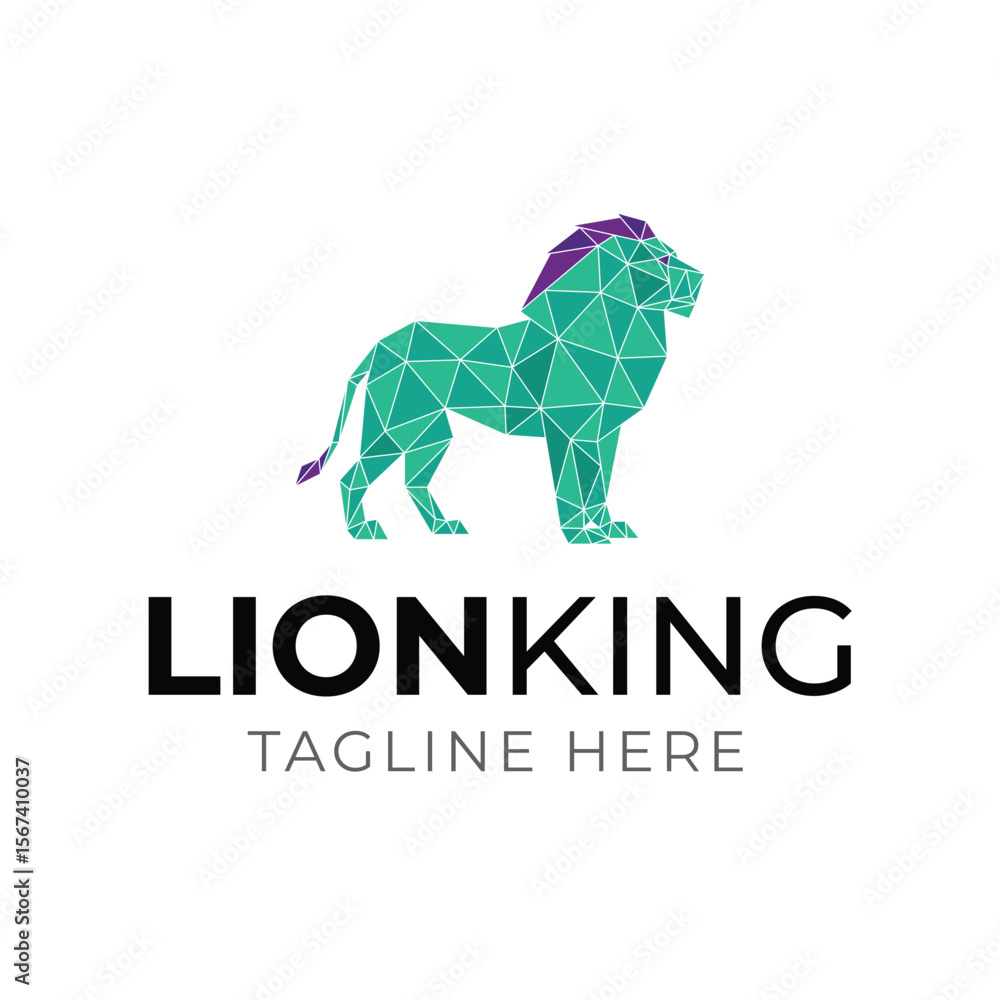 Obraz premium lion king triangular mosaic logo