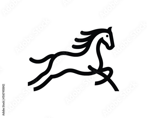 Elegant prancing stallion minimalist vector illustration