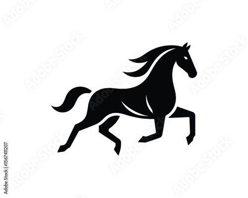 Dynamic black stallion vector illustration for modern branding