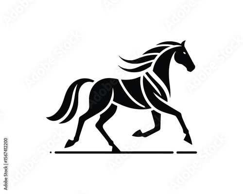 Dynamic stallion vector illustration in modern silhouette design