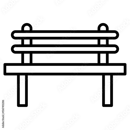 bench icon flat thin outline art logo