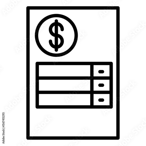 bill icon flat thin outline art logo