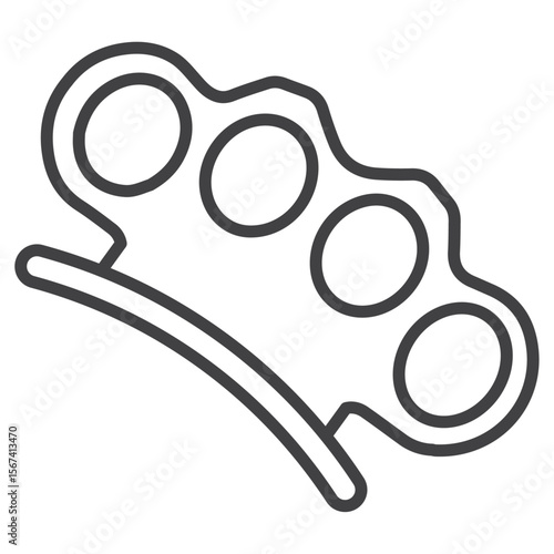 brass knuckle icon flat thin outline art logo