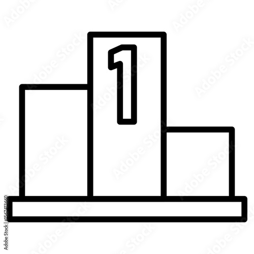 champion podium icon flat thin outline art logo