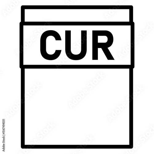 cur file icon flat thin outline art logo