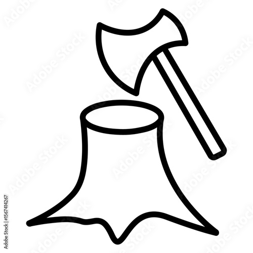 deforestation icon flat thin outline art logo