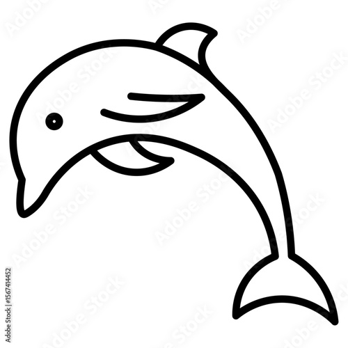 dolphin icon flat thin outline art logo