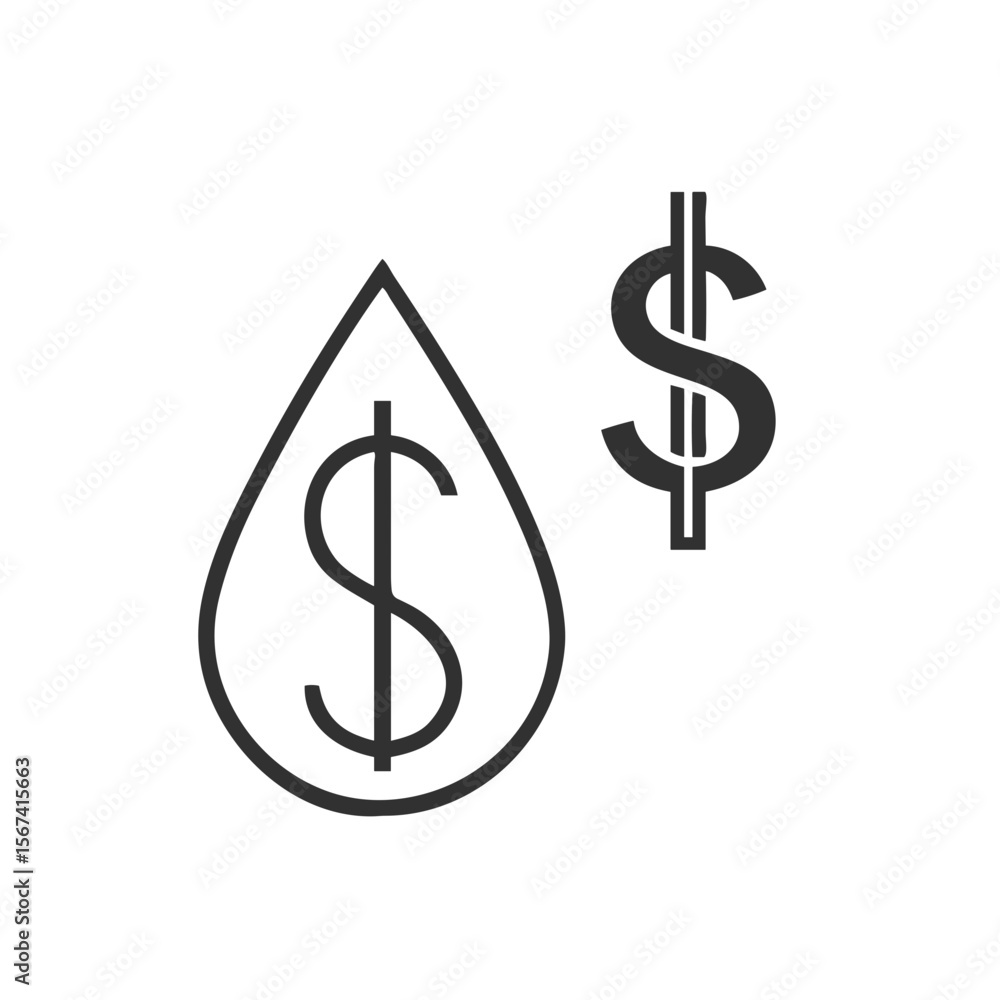 Obraz premium Dollar and oil barrel icon for financial reports, energy industry presentations, economic blogs