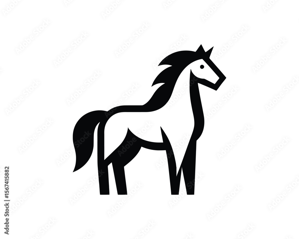 Stylized modern equestrian icon in black and white vector Stylized modern equestrian icon in black and white vector