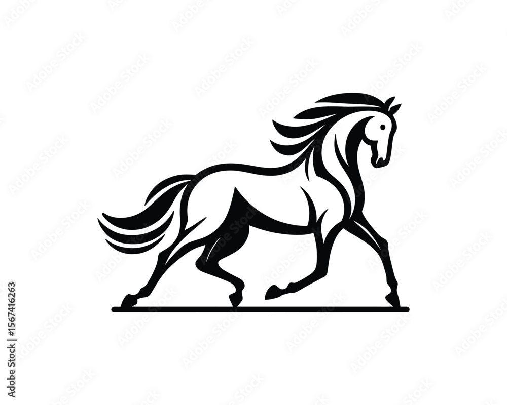 Dynamic stallion vector elegant equestrian design in bold silhouette Dynamic stallion vector elegant equestrian design in bold silhouette