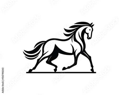 Dynamic stallion vector elegant equestrian design in bold silhouette