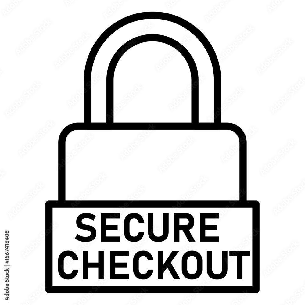 secure checkout icon flat thin outline art logo secure checkout icon flat thin outline art logo