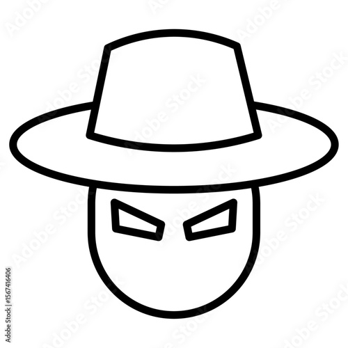 secret agent icon flat thin outline art logo