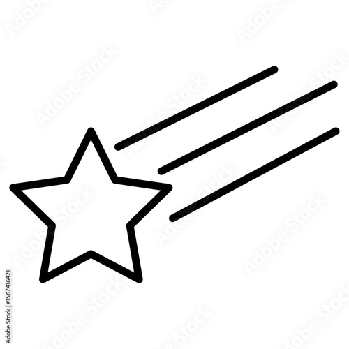 shooting star icon flat thin outline art logo