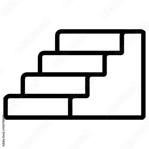 stairs icon flat thin outline art logo